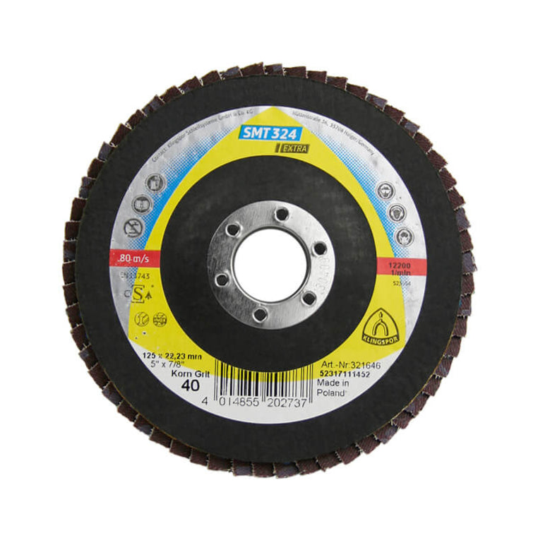 KLINGSPOR 321646 SMT 324 Extra 5 in. x 7/8 in. x 40 Grit Flat Abrasive Mop Disc For Stainless Steel And Steel