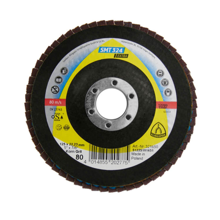 KLINGSPOR 321650 SMT 324 Extra 5 in. x 7/8 in. x 80 Grit Flat Abrasive Mop Disc For Stainless Steel And Steel