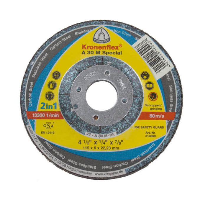 KLINGSPOR 310899 A 30 M Special 4-1/2 in. x 1/4 in. x 7/8 in. Kronenfl