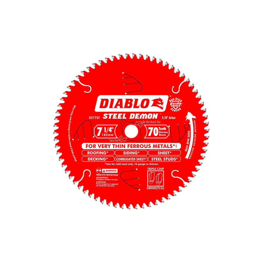 Freud Diablo D0770F Steel Demon 7-1/4 in. 70-Tooth High Density Carbide Tipped Thin Ferrous Metal Cutting Saw Blade