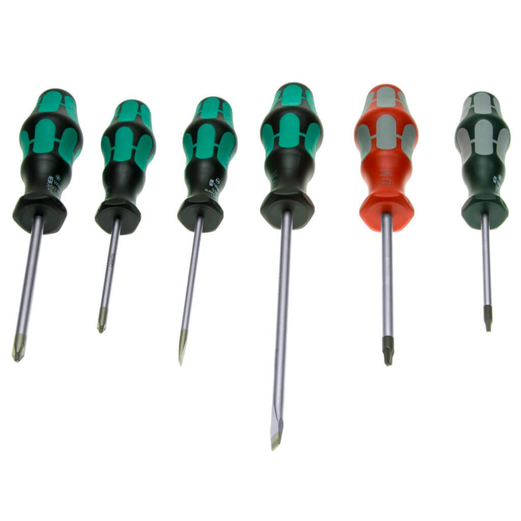 Wera 05347778001 6-Piece 334/368/6 Kraftform Plus Screwdriver Set with Rack