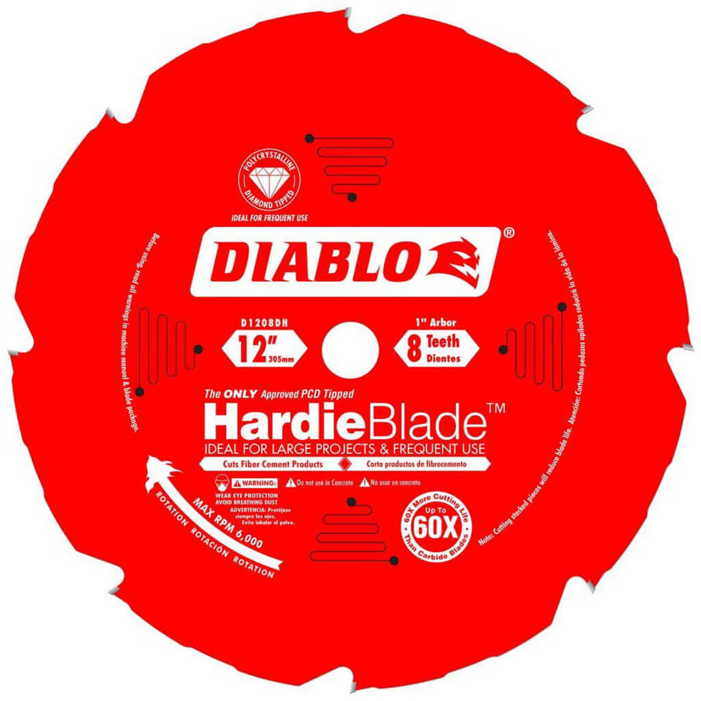 Freud Diablo D1208DHC 12 in. x 8-Tooth Polycrystalline Diamond (PCD) Tipped Fibre Cement Hardie Blad