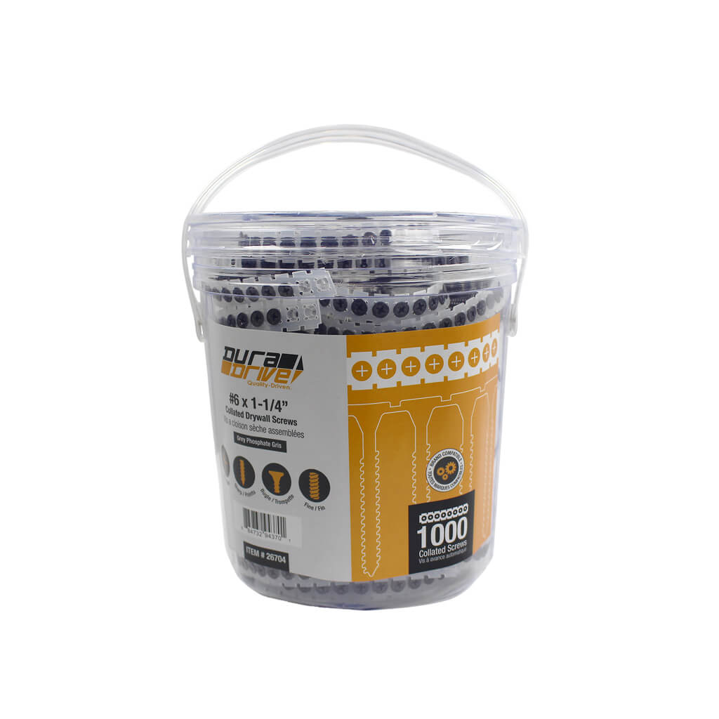 DuraDrive #6 x 1-1/4 in. Grey Phosphate Coated Bugle Head Phillips Drive Fine Thread Collated Drywall Screws
