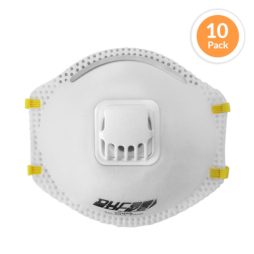 DuraDrive N95 NIOSH-Approved Industrial Disposable Dust Masks with Exhalation Valve (10-Pack)