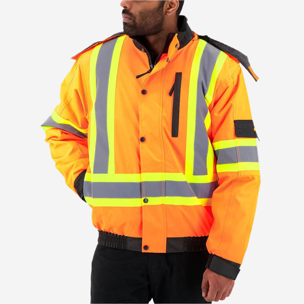 DuraDrive Orange 6-in-1 Hi-Vis Insulated Safety Traffic Jacket