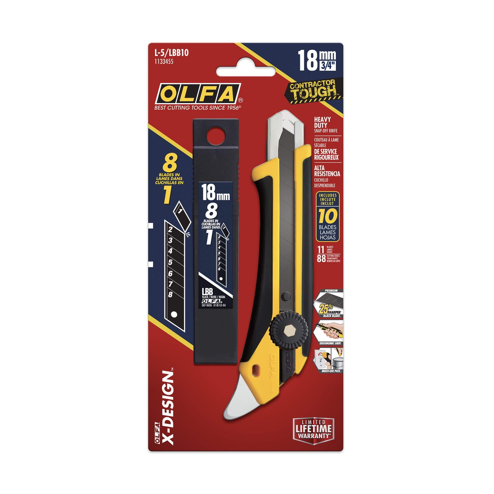 Olfa Ratchet Lock Utility Knife 18mm w/Multi-Pick & 10 Pack Blades