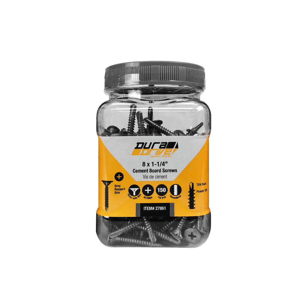 DuraDrive #8 x 1-1/4 in. Fine Thread Tek Point Cement Board Screws (150-Pack)