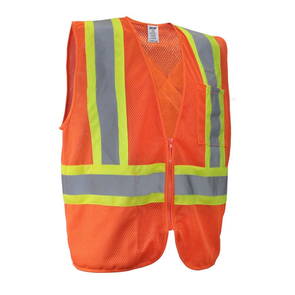 DuraDrive Mens Orange Hi-Vis Class 2 Level 2 Knitted Mesh Zipper Safety Vest