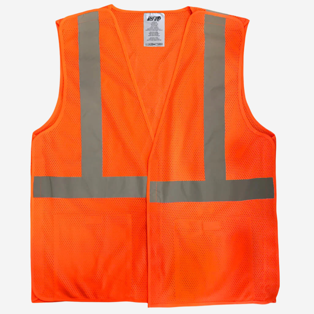 DuraDrive Men's Orange Hi-Vis Class 2 Level 2 Knitted Mesh Break-Away Safety Vest with Pockets