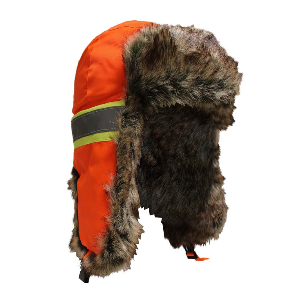 JACKFIELD 30-944 Black Trapper Hat with High Visibility Stripes