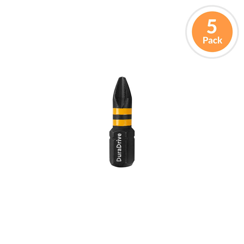 DuraDrive #2 x 1 in. Phillips Head Impact Driver Bit (5-Pack)