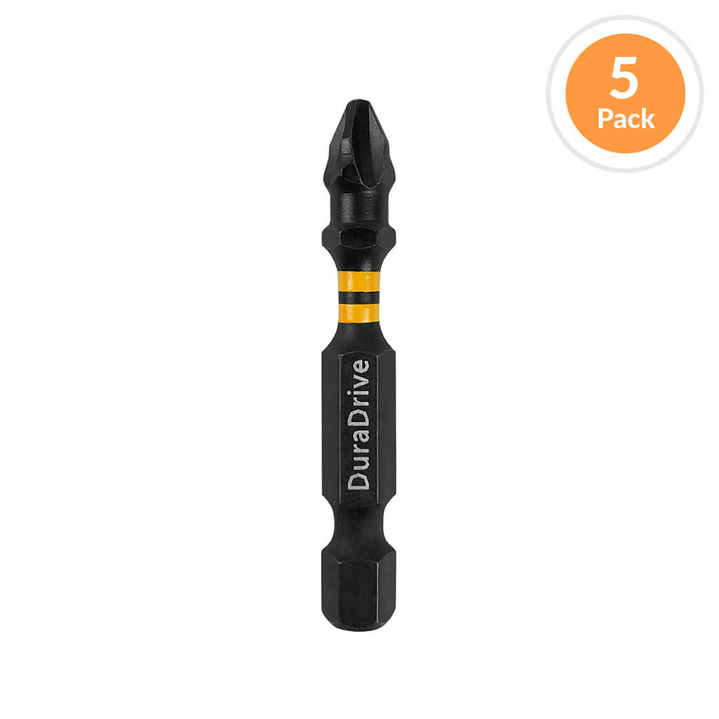 DuraDrive #2 x 2 in. Phillips Head Impact Driver Bit (5-Pack)