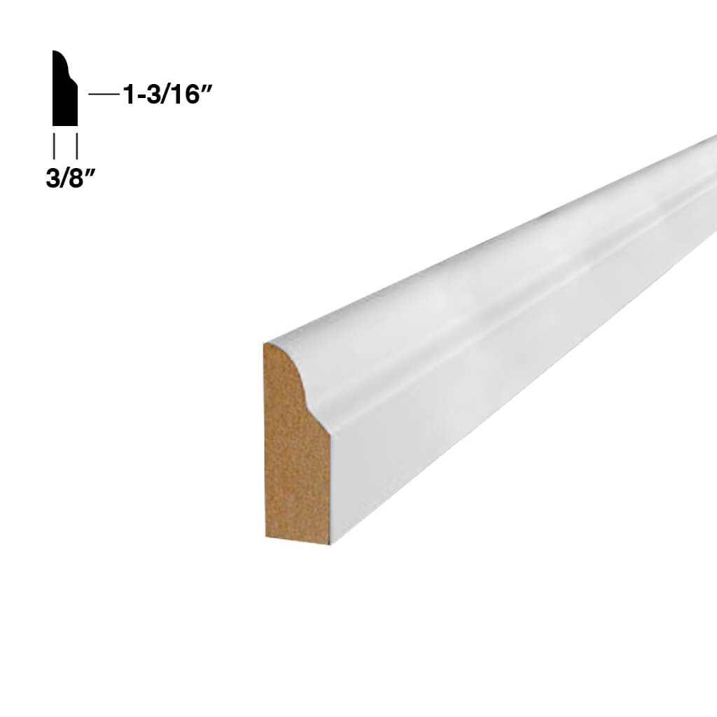 T909E 3/8 in. x 1-3/16 in. Primed MDF Ultra Light Stop Moulding