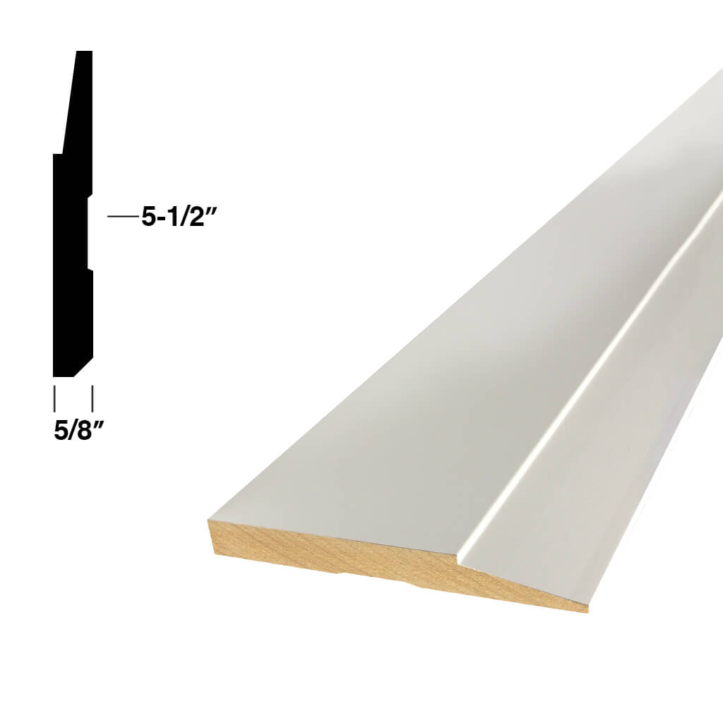 T273E 5/8 in. x 5-1/2 in. Primed MDF Step Bevel Base Moulding