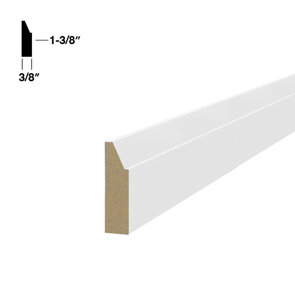 T394E 3/8 in. x 1-3/8 in. Primed MDF Step Bevel Shoe Moulding