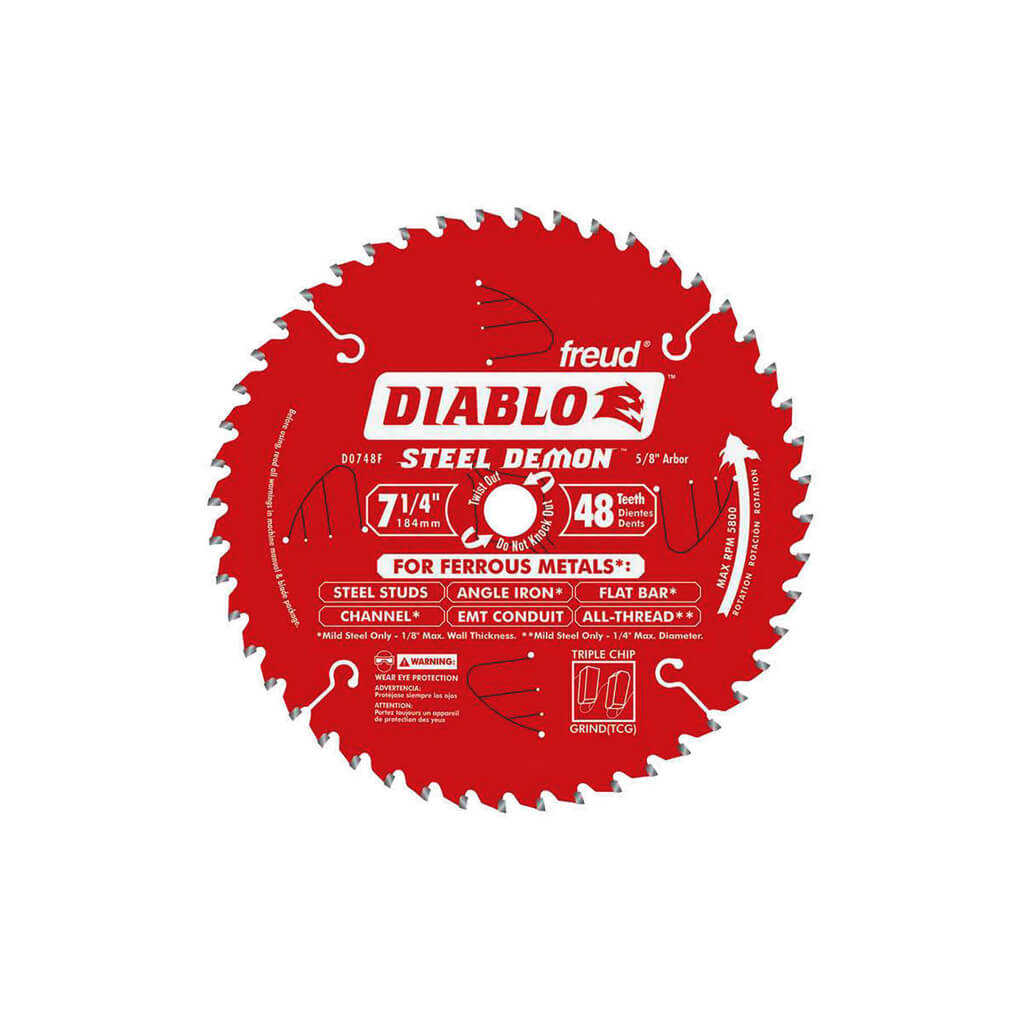 Freud Diablo D0748CF Steel Demon 7-1/4 in. 48-Tooth Cermet Carbide Tipped Metal and Stainless Steel Cutting Saw Blade
