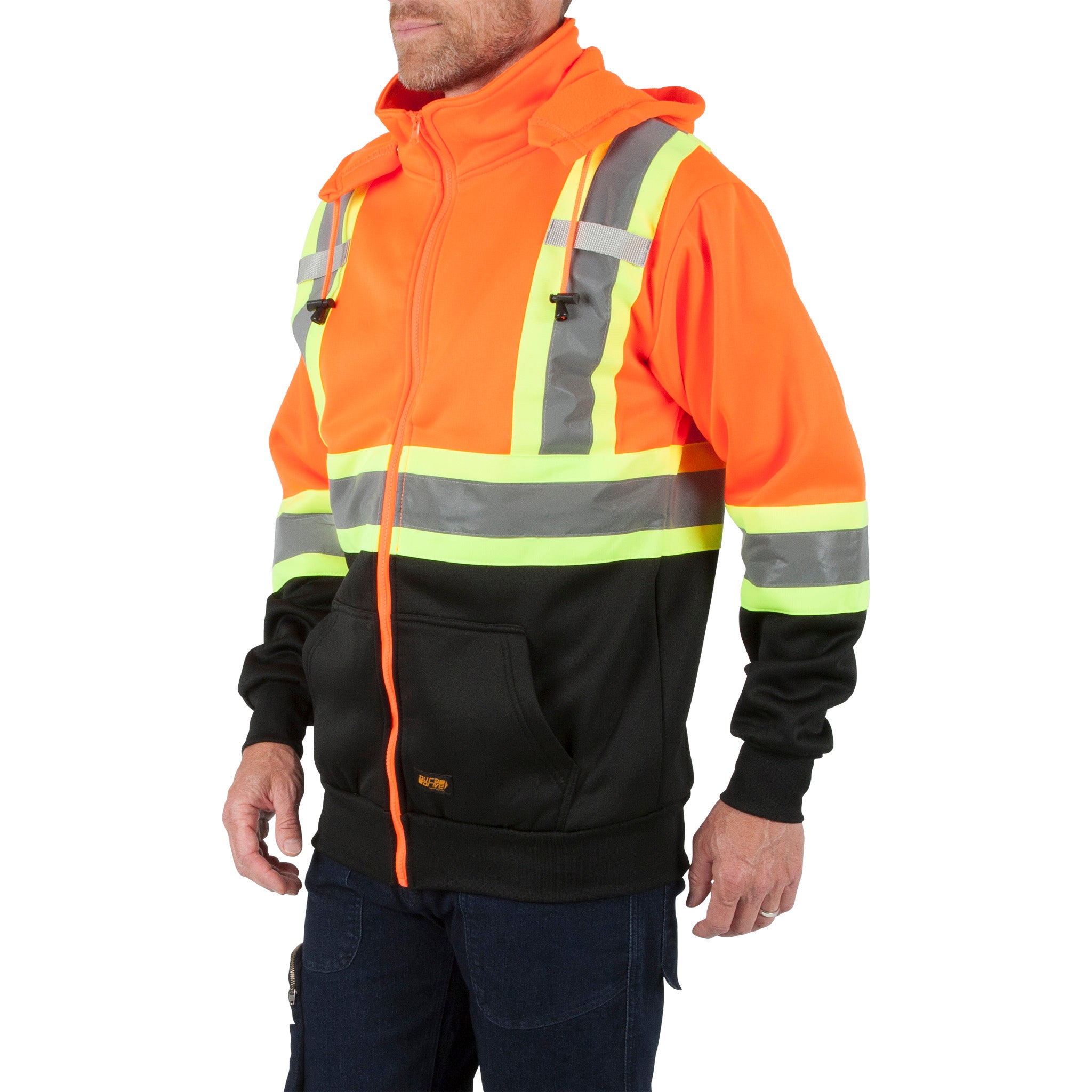 DuraDrive Orange Black Hi-Vis Class 1 L2 Hoodie Detachable Hood