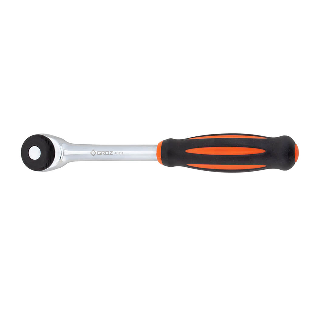 GROZ RTD/DD/1-4/UG 1/4 in. Chrome Plated Dual Drive Speed/Conventional/Twist Ratchet Handle