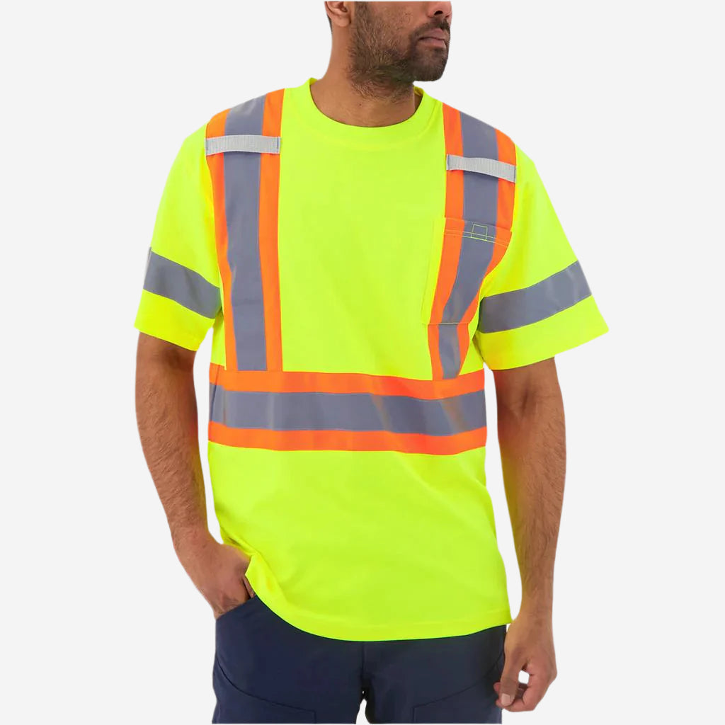 DuraDrive Men's Deluxe Yellow Hi-Vis Short Sleeve Cotton Rich Safety T-Shirt