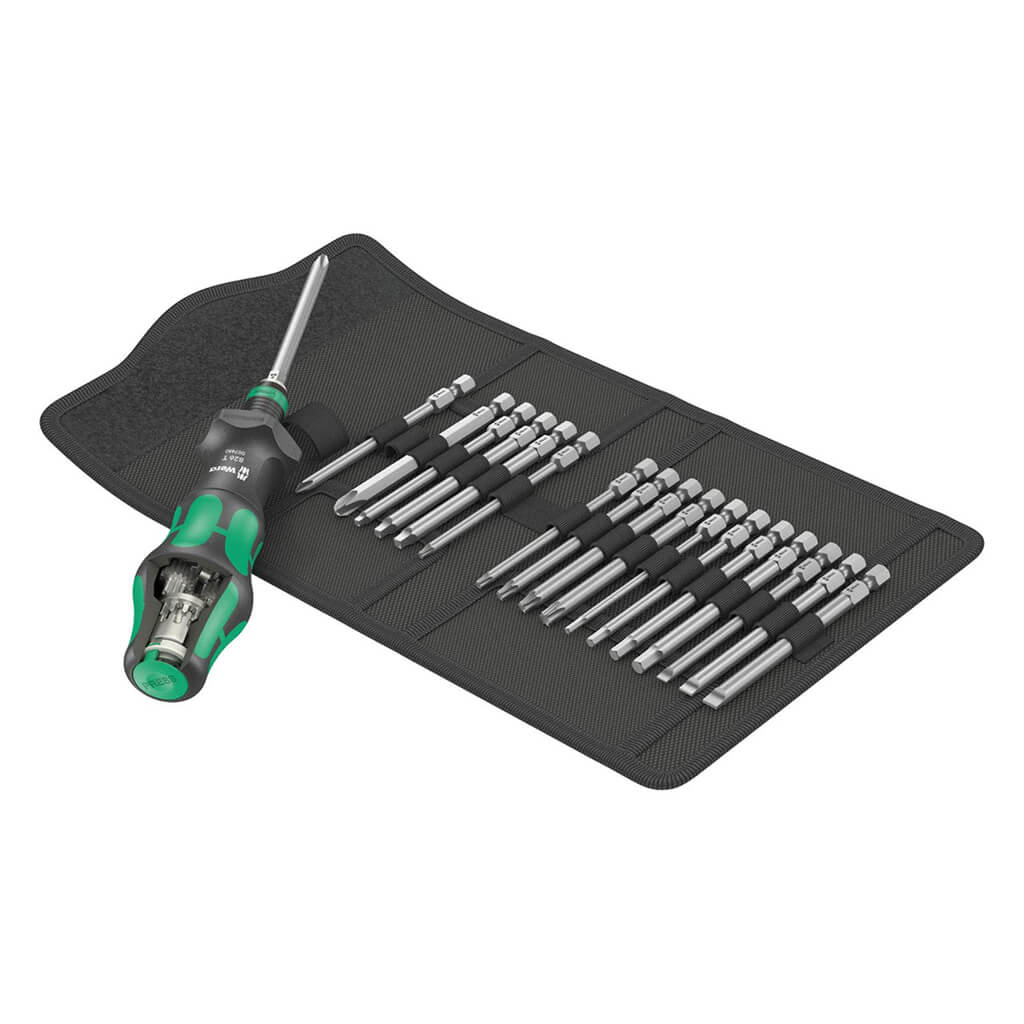 Wera 05057483001 19-Piece Kraftform Kompakt 1/4 in. Imperial Hex Turbo Bit Holder Screwdriver Set