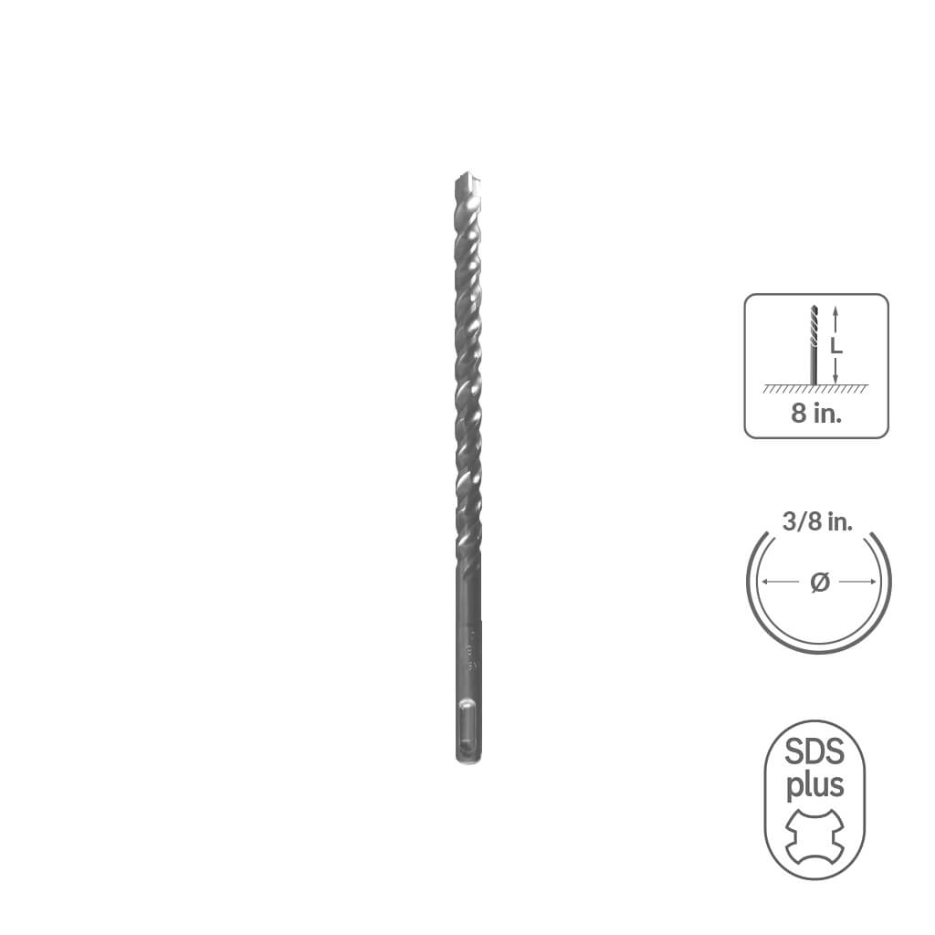 SABERCUT 3/8 in. x 8 in. SDS PLUS 3-Cutter Carbide Tip Concrete & Rebar Drill Bit