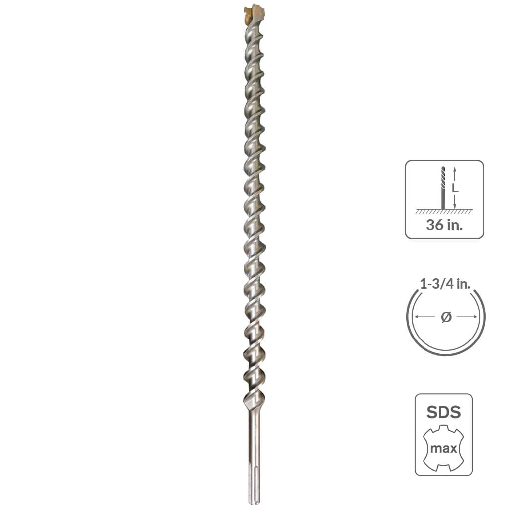 SABERCUT 1-3/4 in. x 36 in. SDS MAX 6-Cutter Carbide Tip Concrete & Rebar Hammer Drill Bit