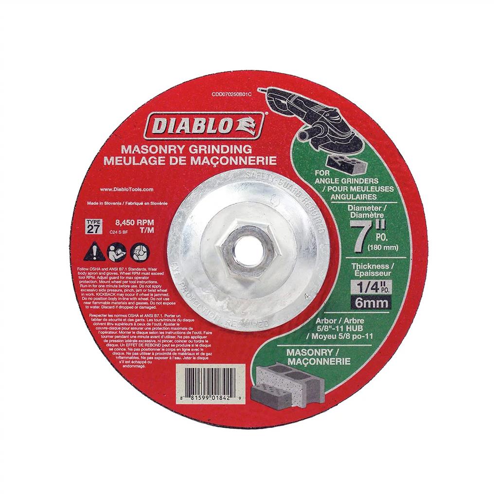 DIABLO CDD070250B01C MASONRY GRINDING DISC SAUCER TYPE 27 7β X 1/4β