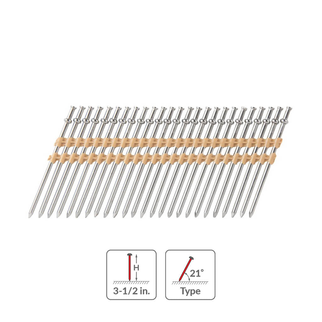 Metabo HPT 50312-16D 3-1/2 in. 21-Degree Plastic Strip Duplex/Double Head Nails (2,000-Box)