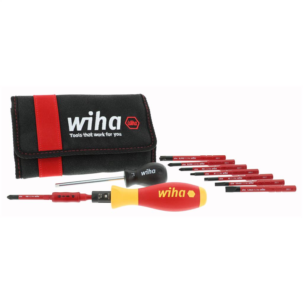 WIHA 28789 11 PIECE INSULATED TORQUEVARIO-S (10-50 IN/LBS) AND SLIMLINE BLADE SET