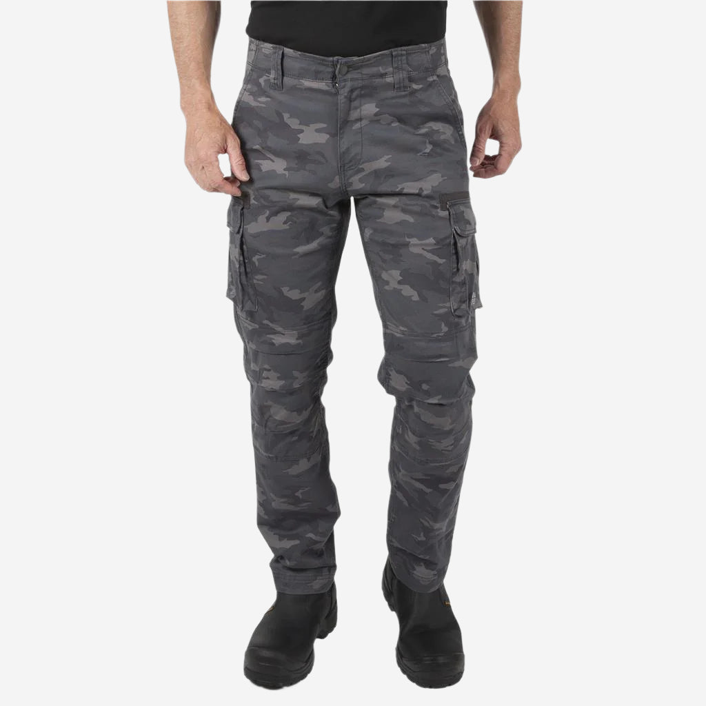 DuraDrive Invicta Grey Camouflage Cargo Work Pants with Knee-Pad Pockets