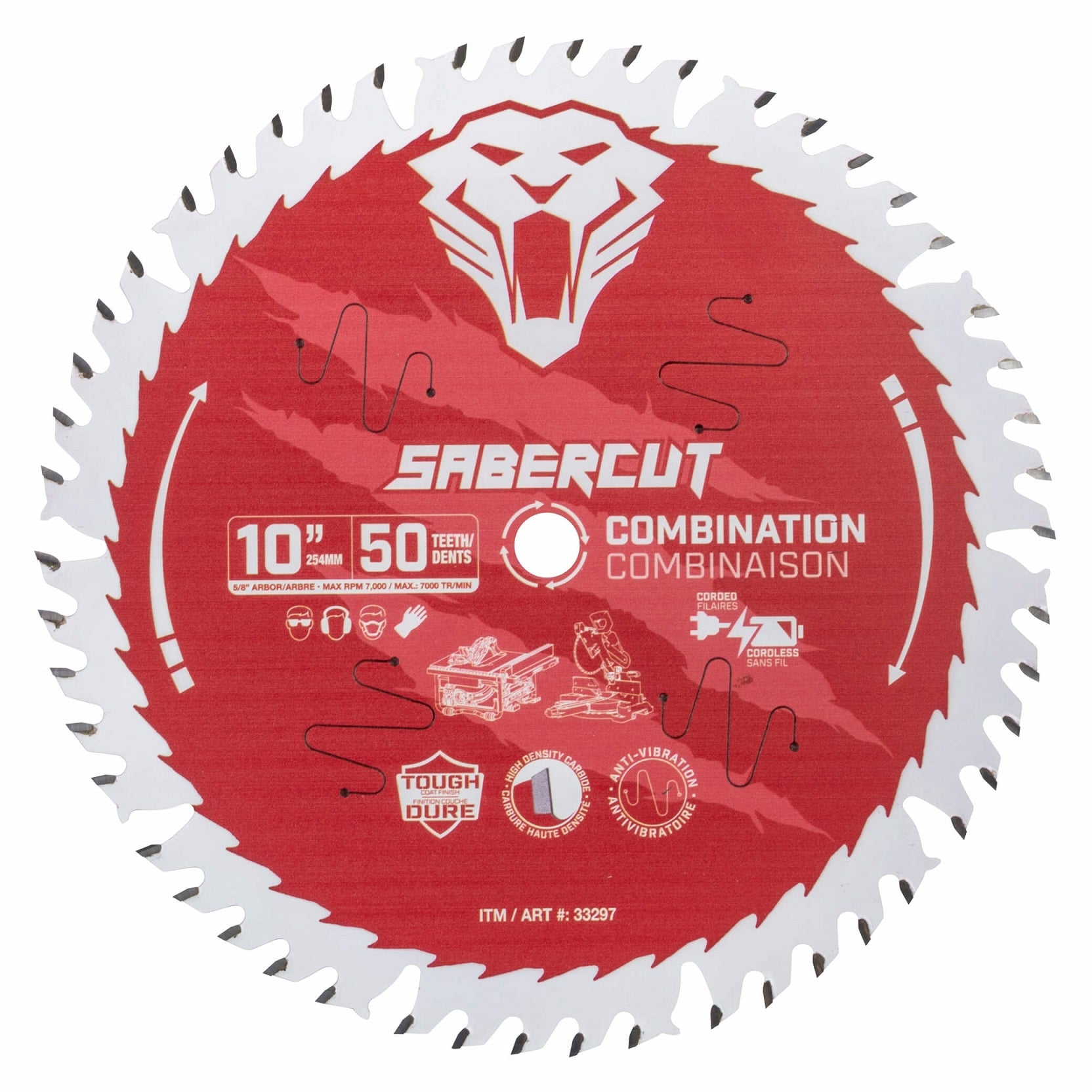 Sabercut Red Label 10 in. x 50 Tooth Combination Wood Saw Blade