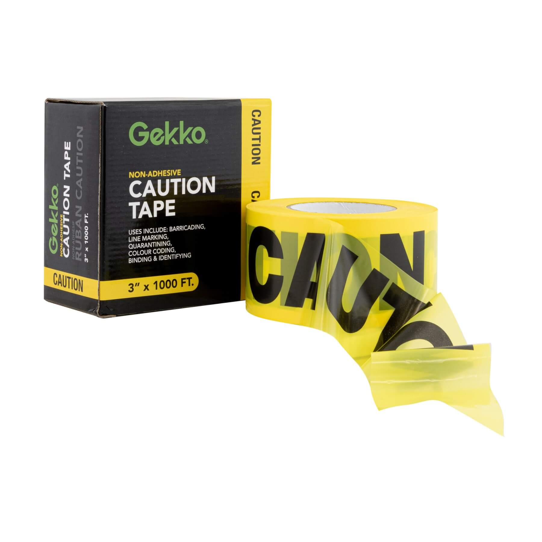 Gekko 3 in x 1000 ft Yellow Caution Safety Tape
