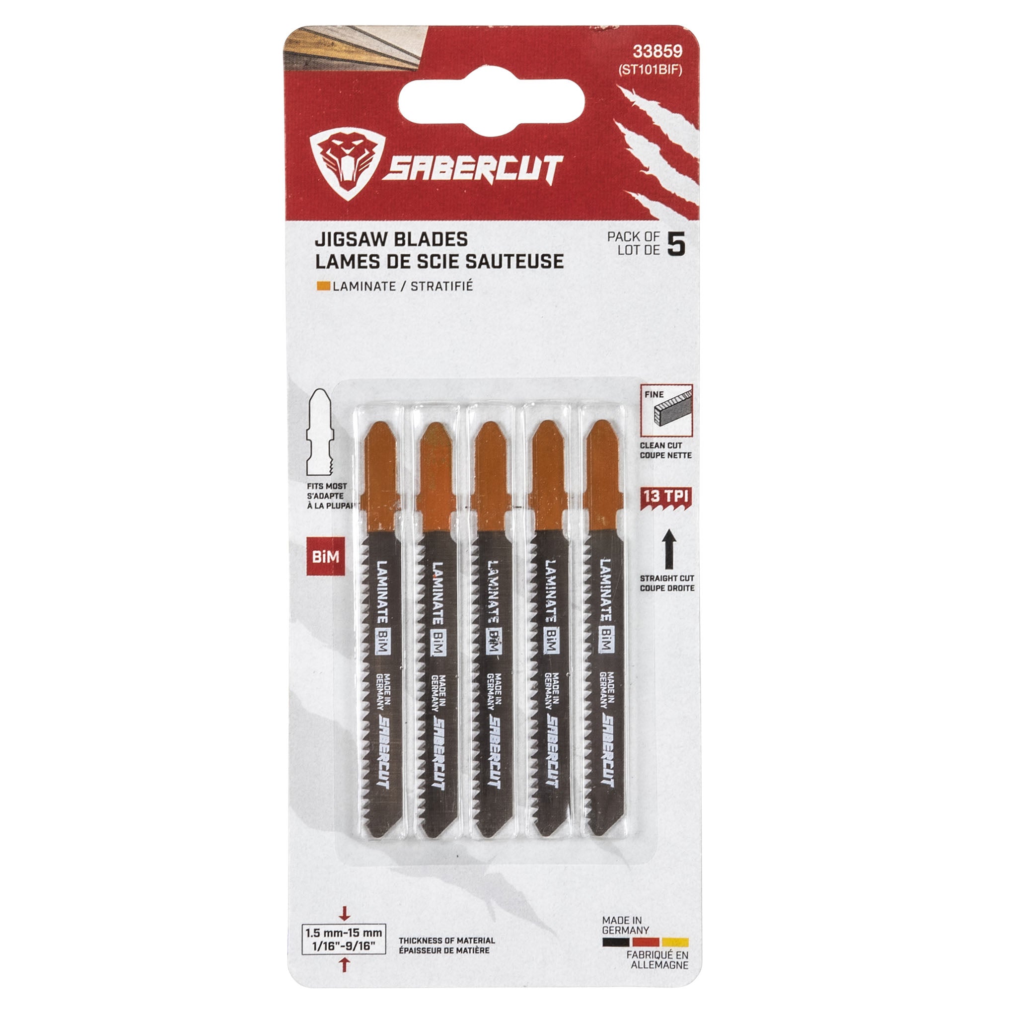 Sabercut 3-5/32 in. x 13T BIM Laminate Jigsaw Blade (5-pack)