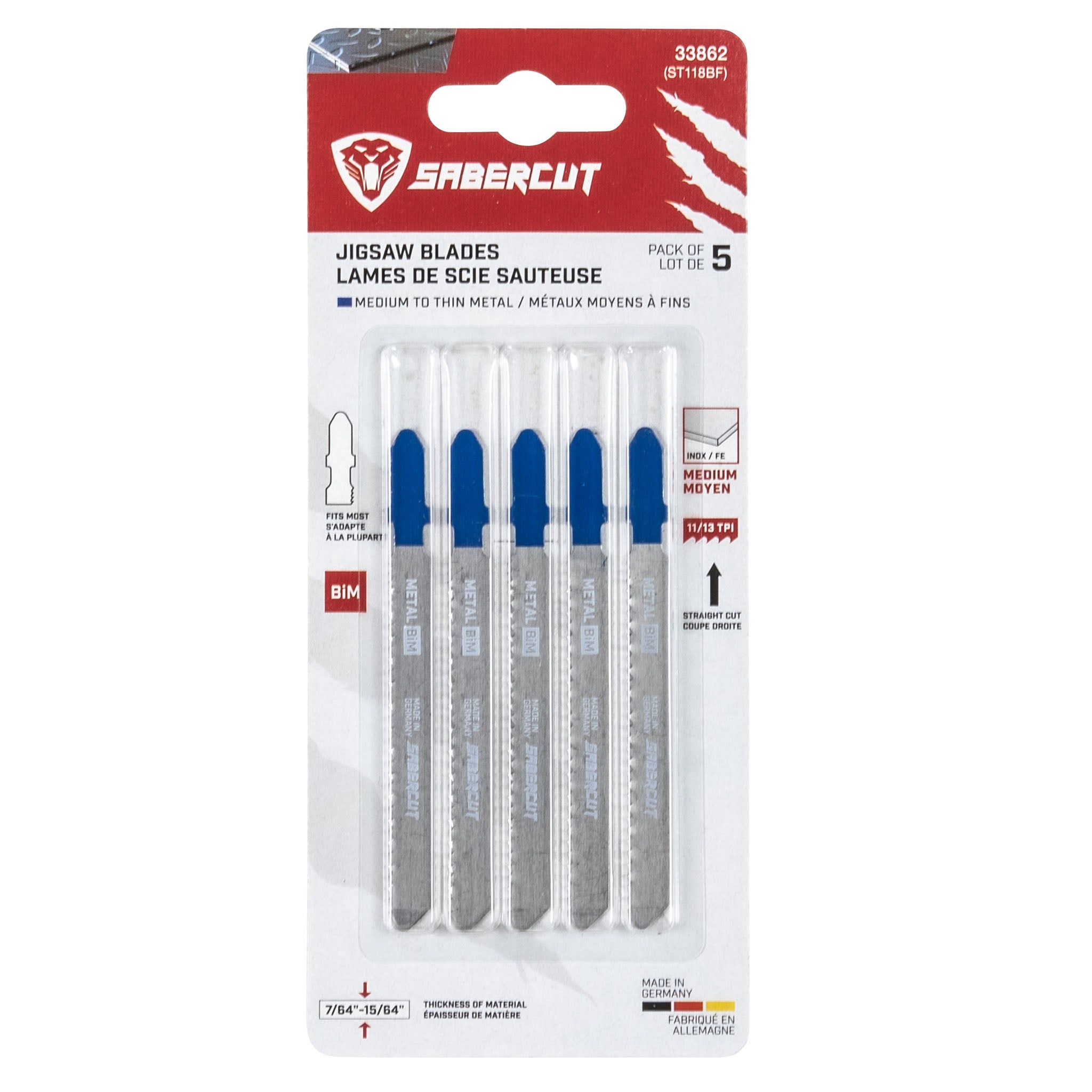 Sabercut 3-1/2 in. x 18/23T BIM Medium Metal Jigsaw (5-pack)