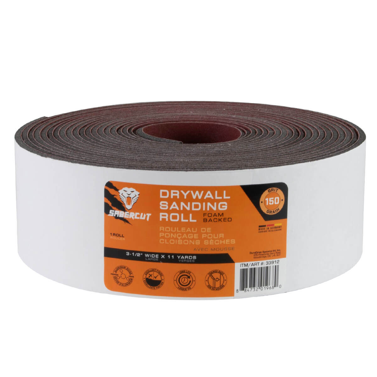 Sabercut 150 Grit 3-1/2 in. X 11 Yds. Foam Back Drywall Sanding Roll