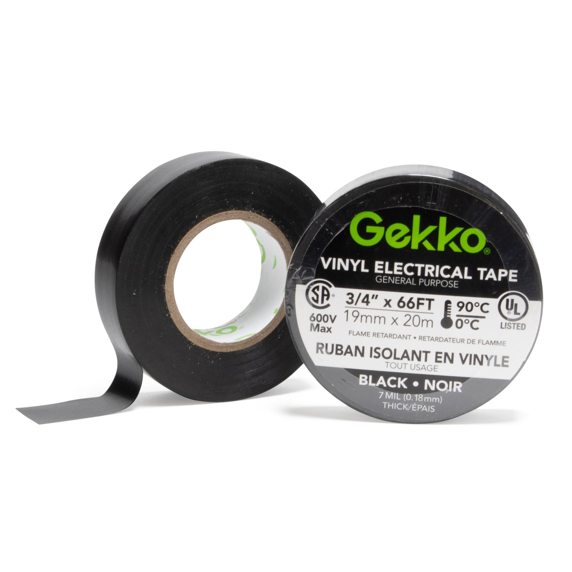 Gekko 3/4 in x 66 ft Black Electrical Tape