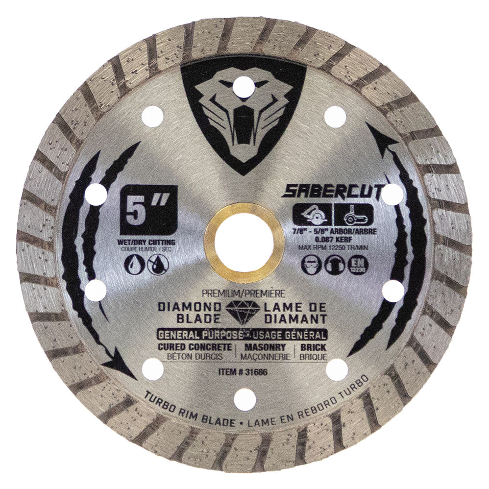 Sabercut 5 in. General Purpose Concrete, Brick & Masonry Turbo Continuous Diamond Blade