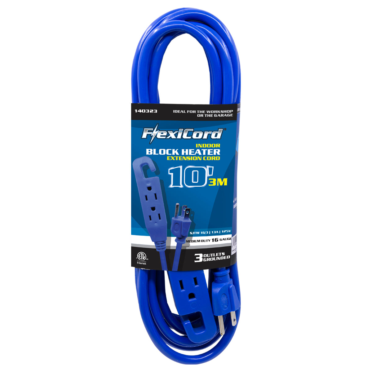 Toolway 140323 10 ft. 16/3 SJTW Block Heater Extension Cord