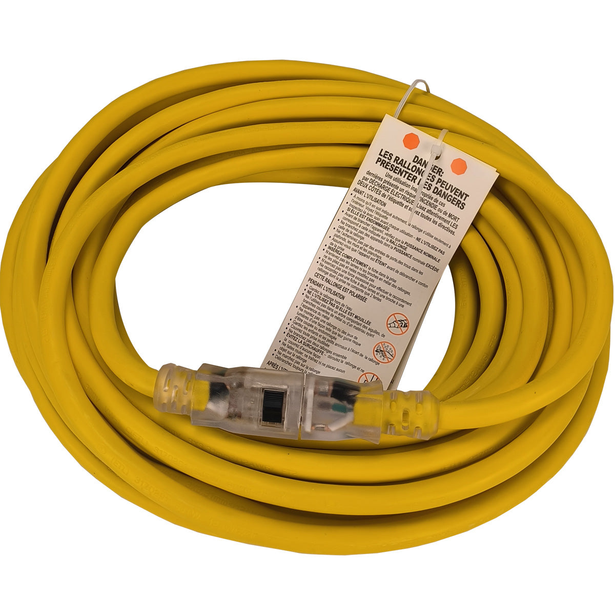 TOOLWAY 140034 Extension Cord 12/3 SJTW 50 ft. Yellow Single Tap w/Lock