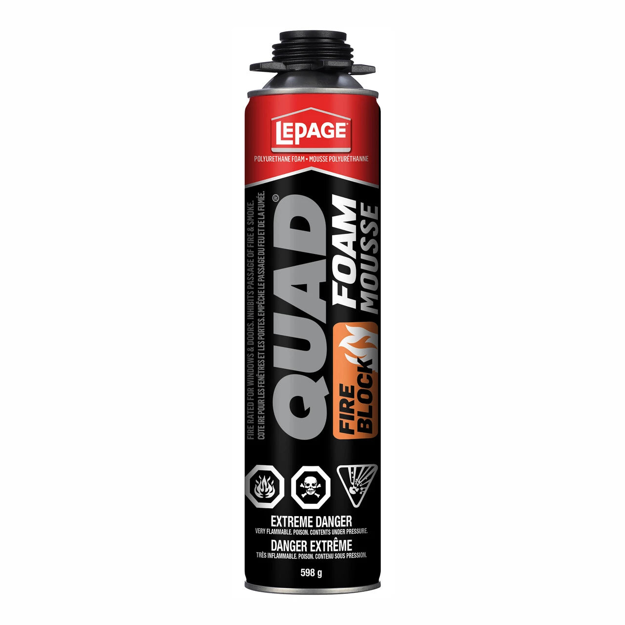 LePage 2900735 Quad Fire Block Spray Foam Insulation 598G