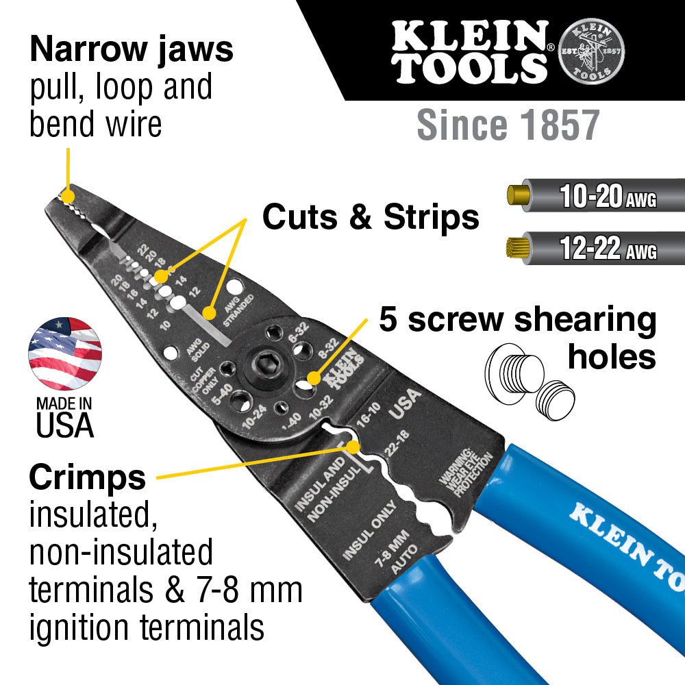Klein 1010 Long Nose Wire Stripper/Wire Cutters/Crimp Tool