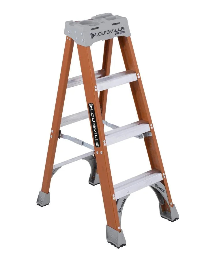 LOUISVILLE FS1504 4 ft. Fiberglass Step Ladder with 300 lb. Load Capacity Type IA Duty Rating