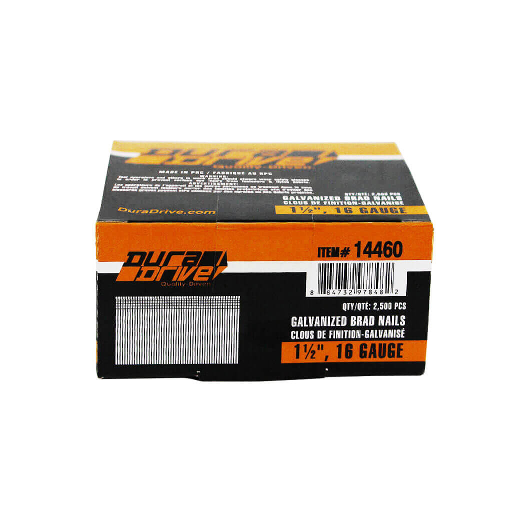 DuraDrive 1-1/2 in 16 Gauge Galvanized Finish Nails - 2500 Brads/Pack