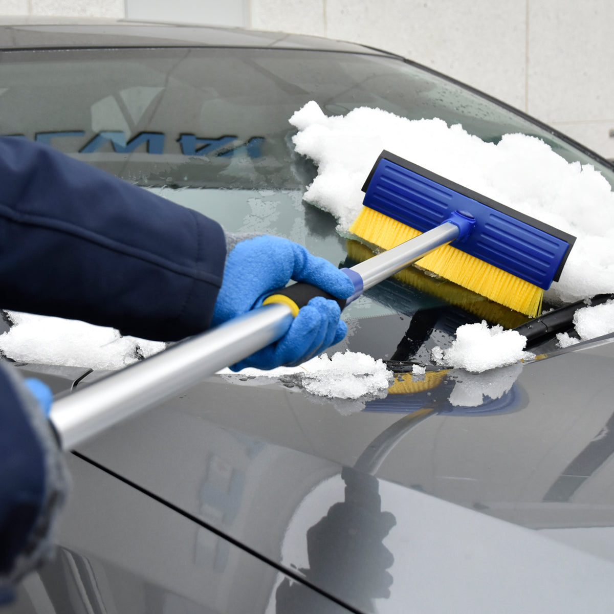 Toolway 56 in. Snow Brush Ice Scraper and Squeegee with Steel Extend Handle