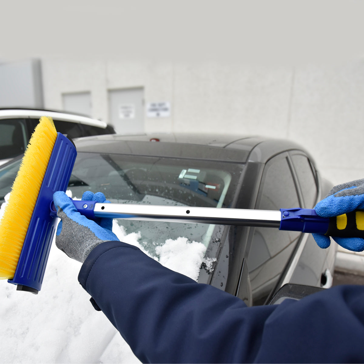 Toolway 56 in. Snow Brush Ice Scraper and Squeegee with Steel Extend Handle