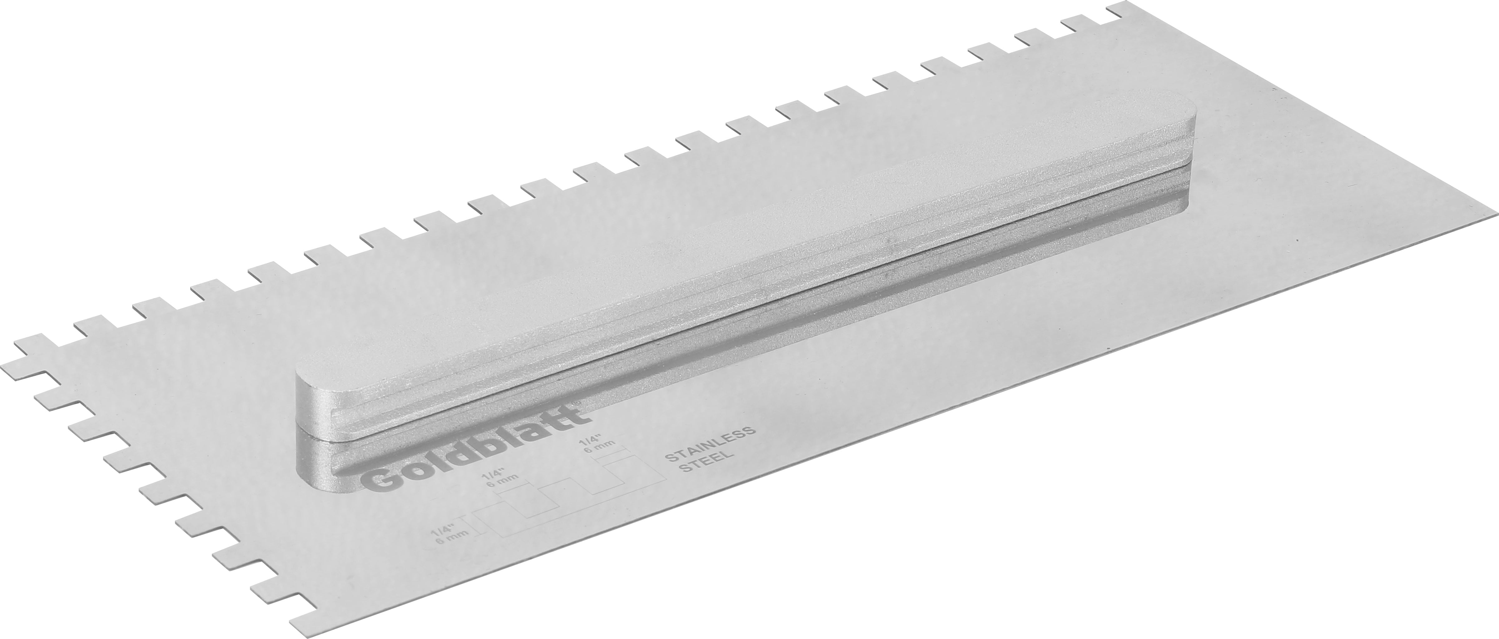 Goldblatt Stainless Steel Trowel Blade 1/4 in. x 1/4 in. x 1/4 in. Square Notch