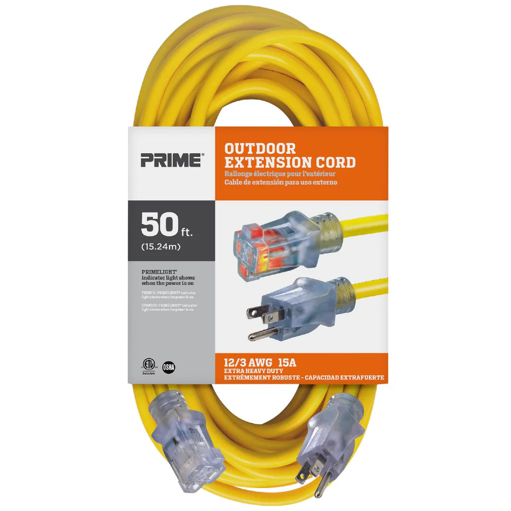 PRIME EC511830 50 ft. 12/3 SJTW Single Tap Extension Cord