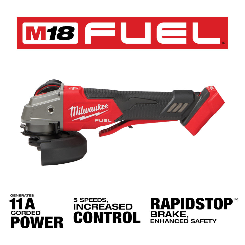 MILWAUKEE 2888-20 M18 FUEL VS, BRAKING GRINDER, PADDLE BARE  5 Inches