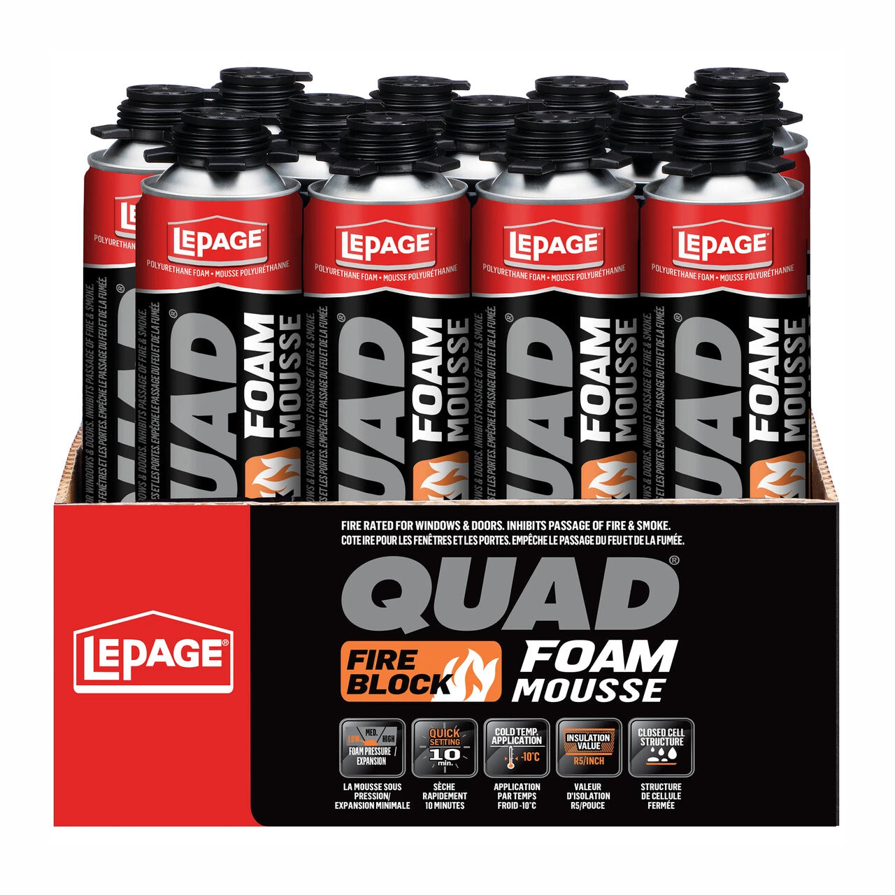 LePage 2900735 Quad Fire Block Spray Foam Insulation 598G