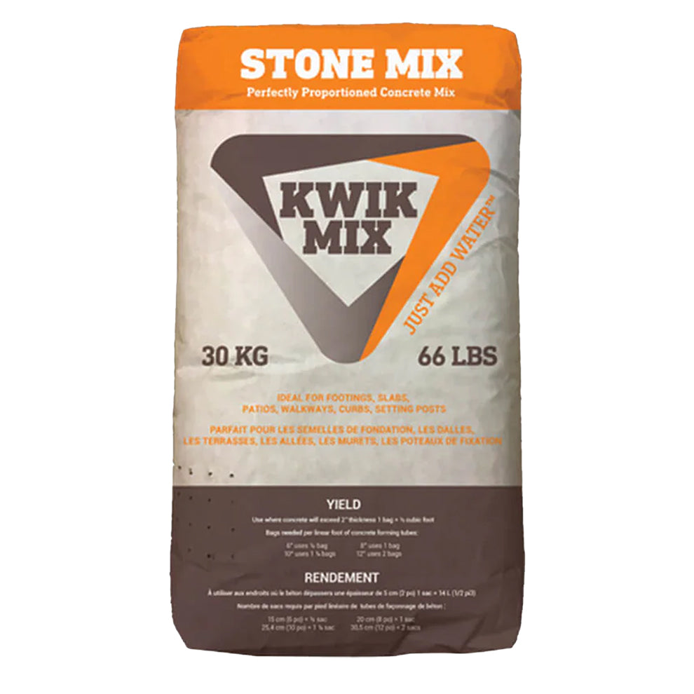 a bag of 30kg 66 pound kwik mix concrete stone mix for pouring concrete